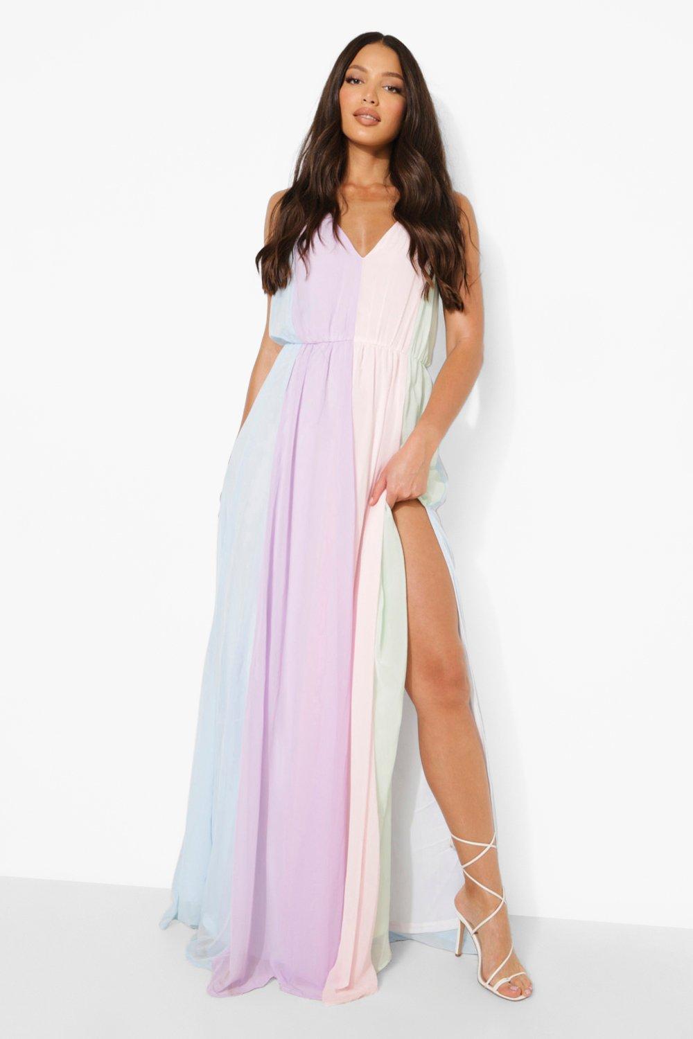 Pastel coloured maxi dress best sale